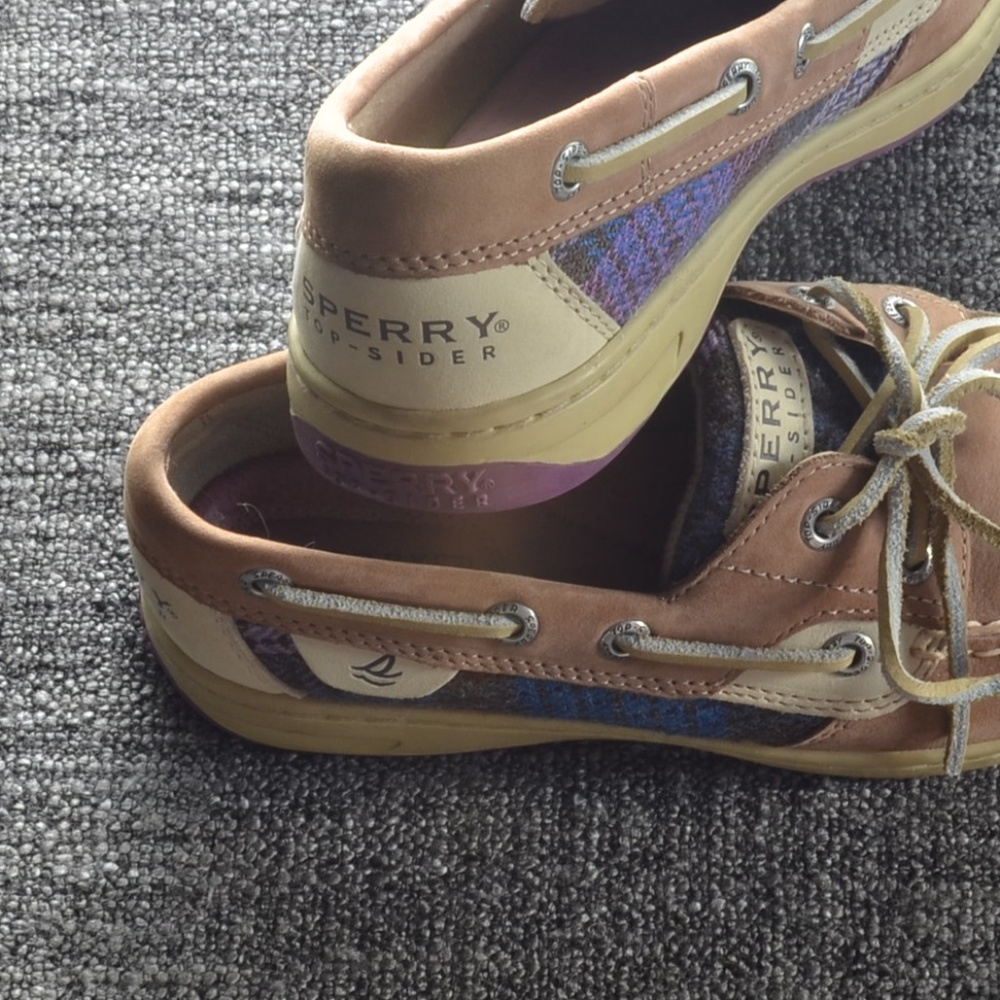 Purple and Blue Plaid Sperry Topsider Shoes - Picture 4 of 6